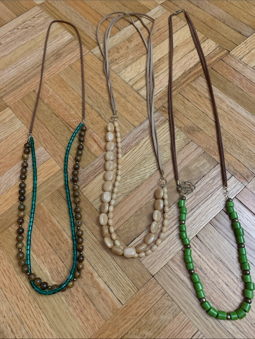3 Accessory Necklaces w/ Suede Straps - Women’s Jewelry 17” 16” 18”